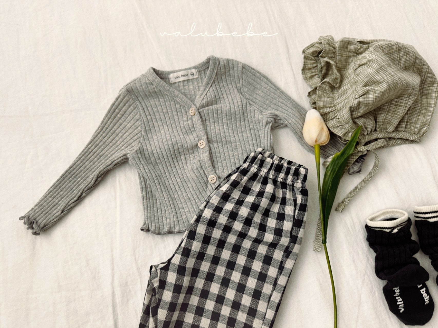 ［valubebe］Rommy frill check bonnet (baby)