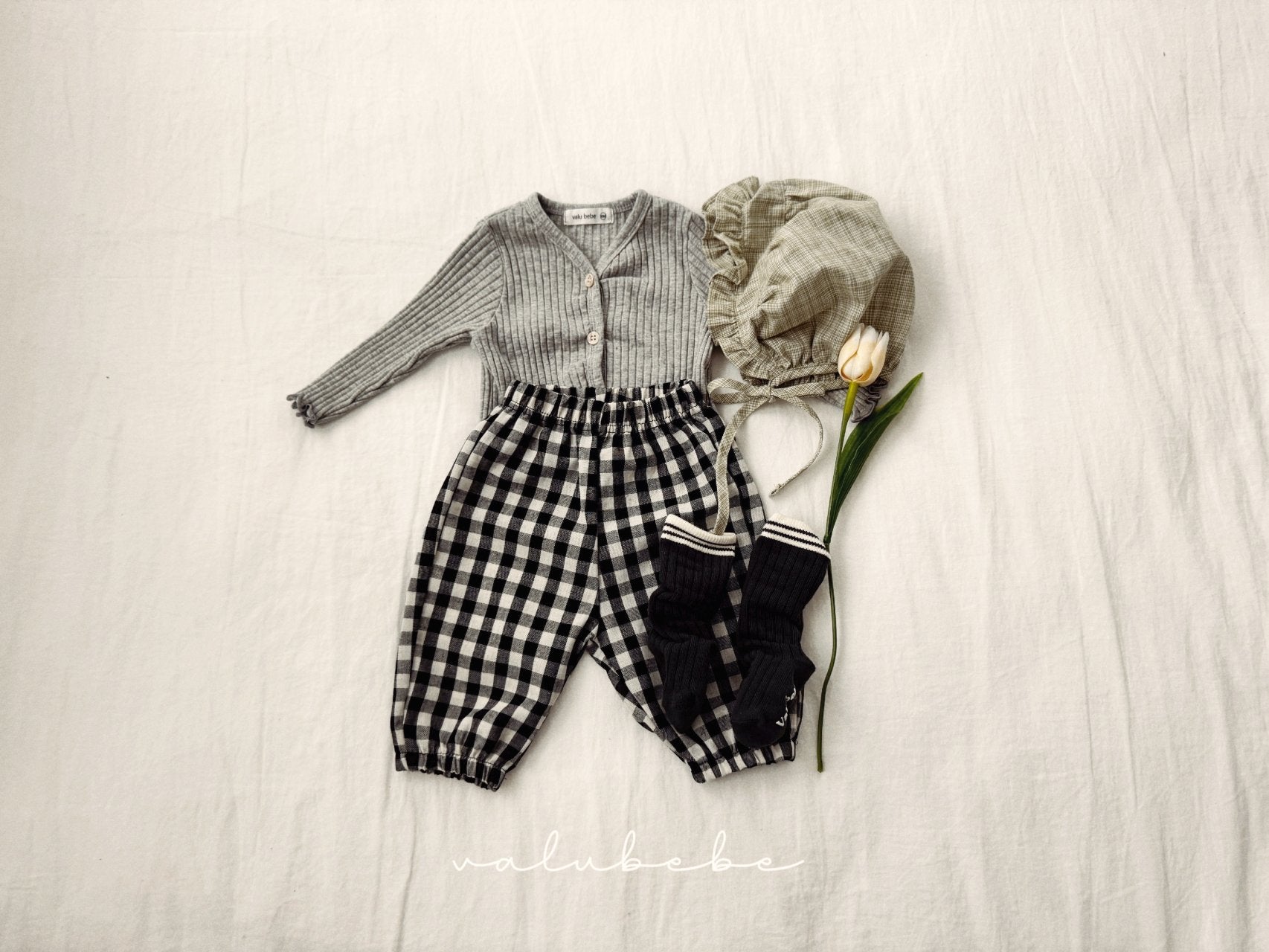 ［valubebe］Rommy frill check bonnet (baby)