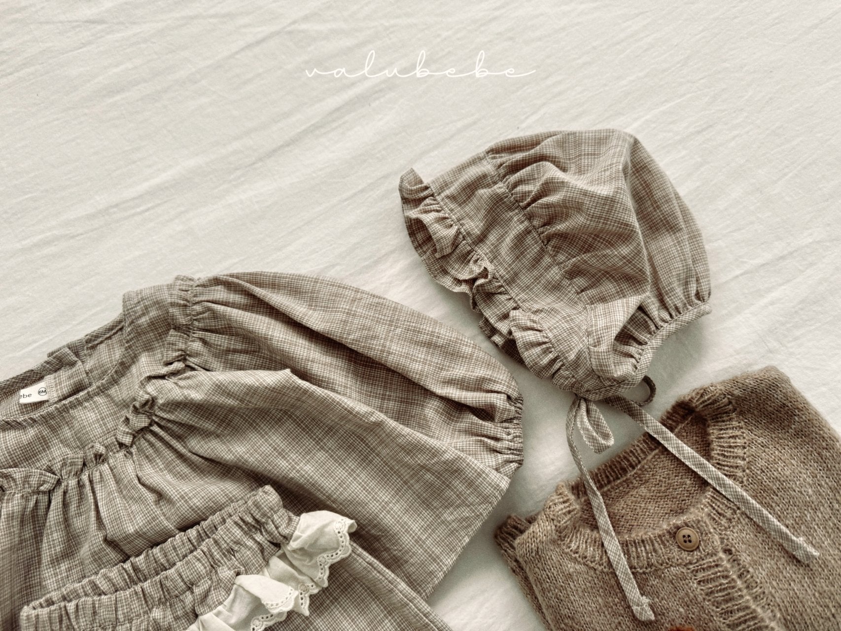 ［valubebe］Rommy frill check bonnet (baby)