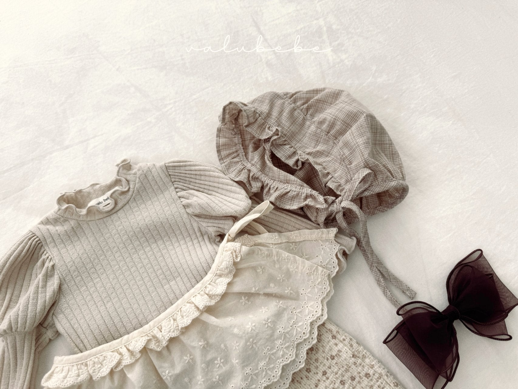 ［valubebe］Rommy frill check bonnet (baby)