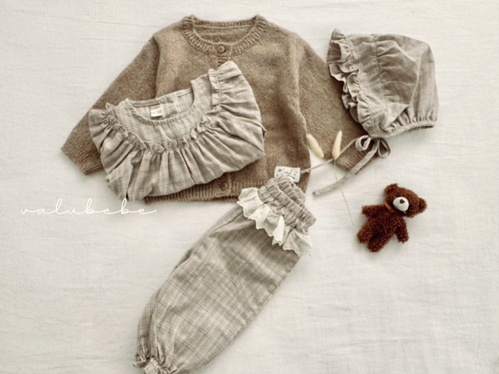 ［valubebe］Rommy frill check bonnet (baby)