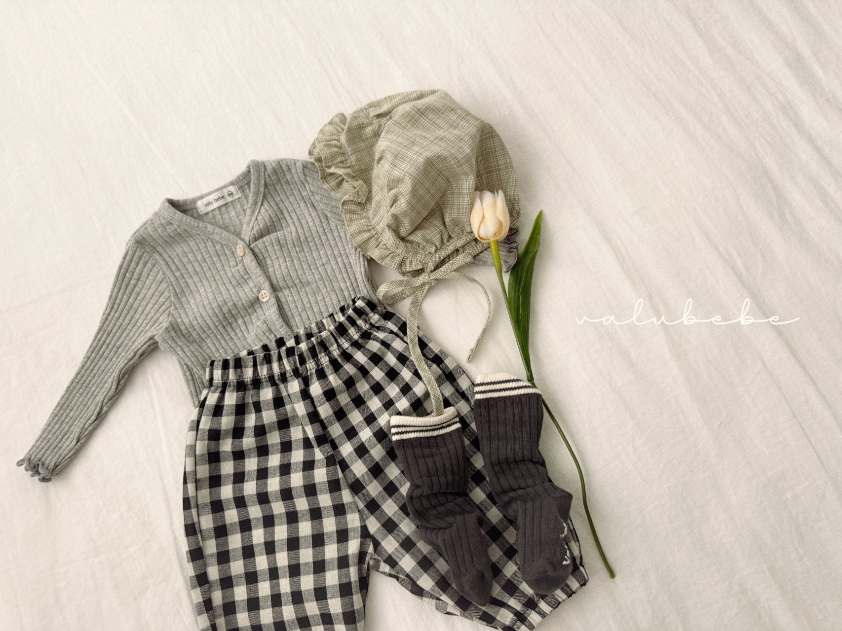 ［valubebe］Rommy frill check bonnet (baby)