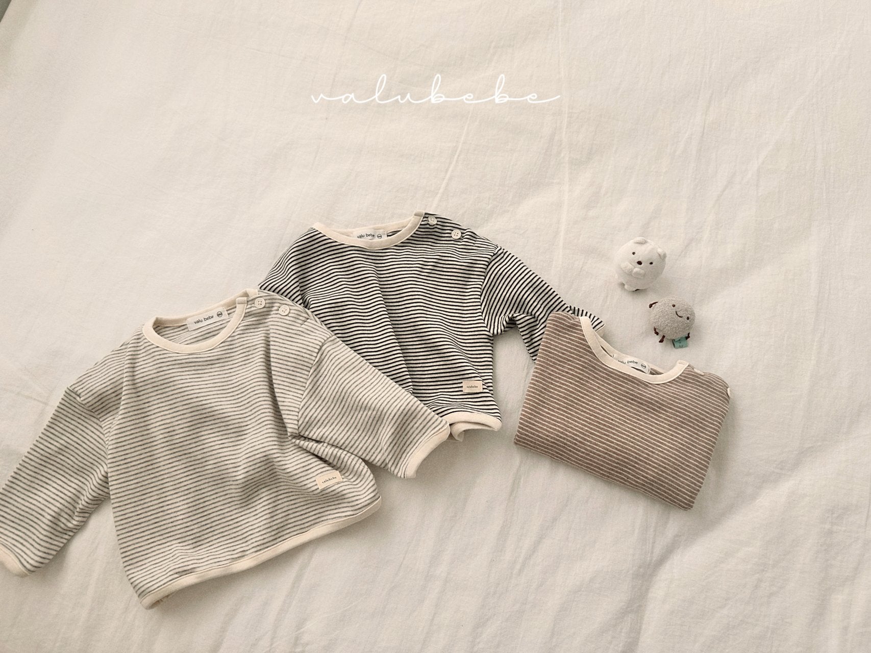 ［valubebe］Stripe button tee (baby & kids)