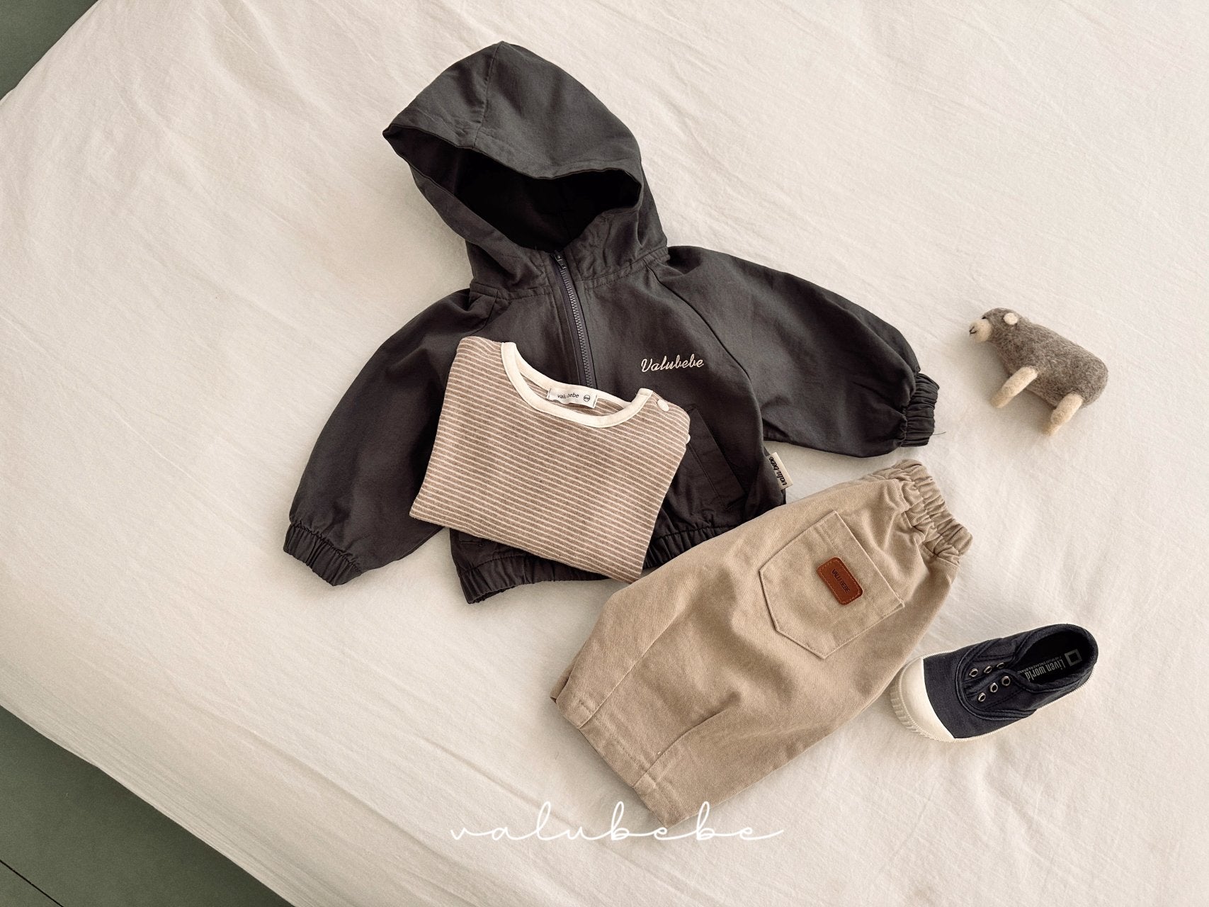 ［valubebe］Stripe button tee (baby & kids)