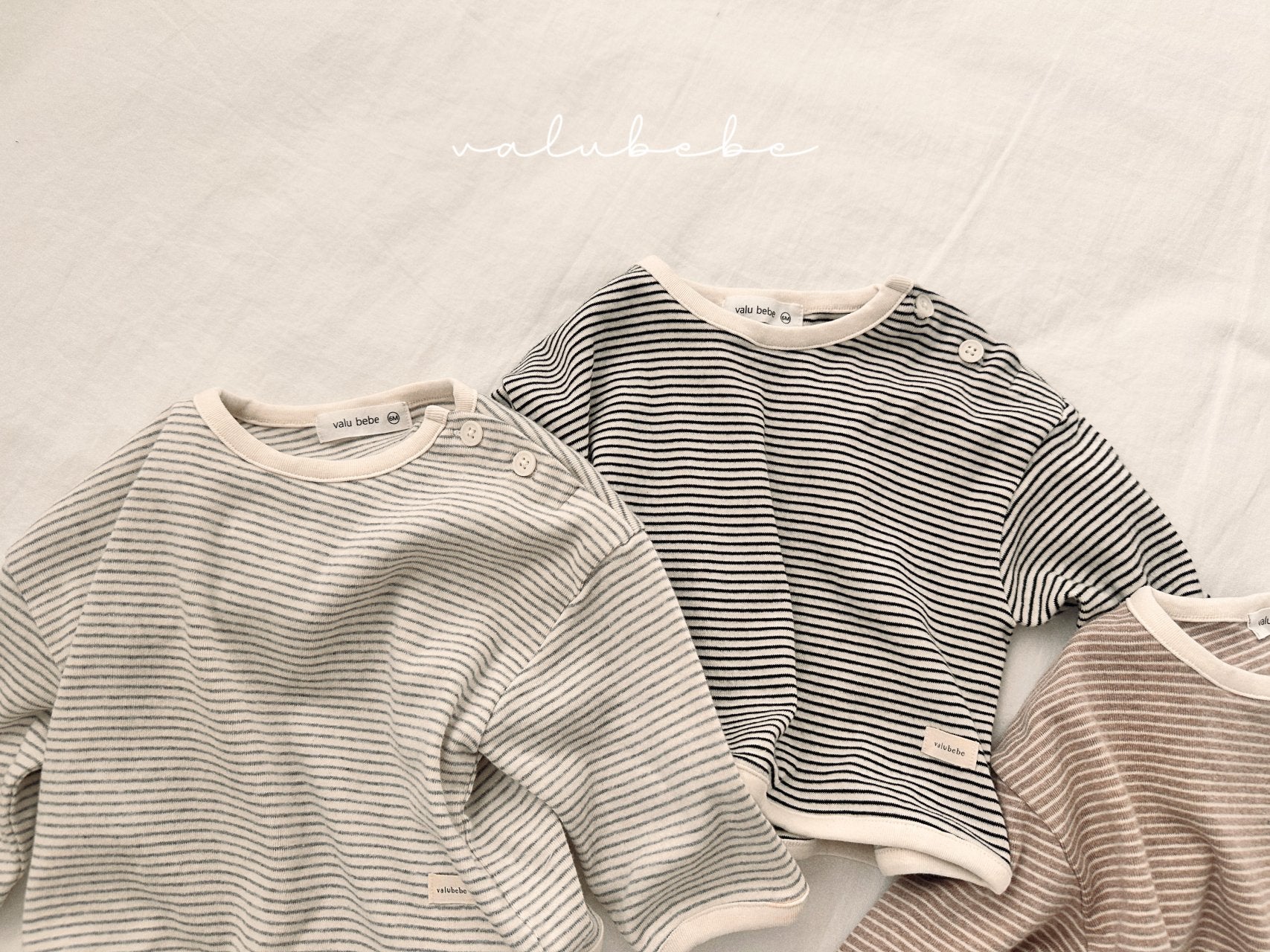 ［valubebe］Stripe button tee (baby & kids)