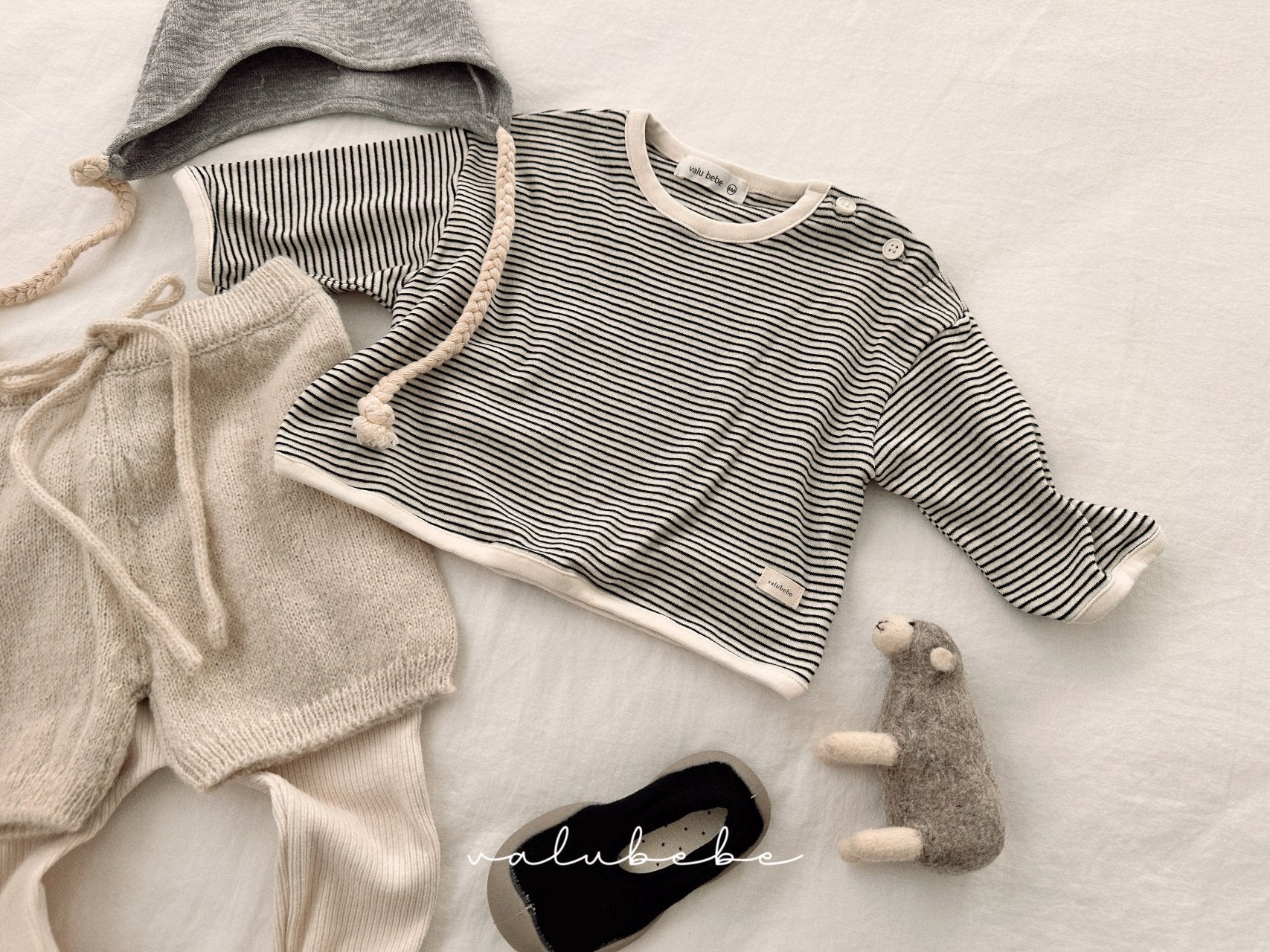 ［valubebe］Stripe button tee (baby & kids)