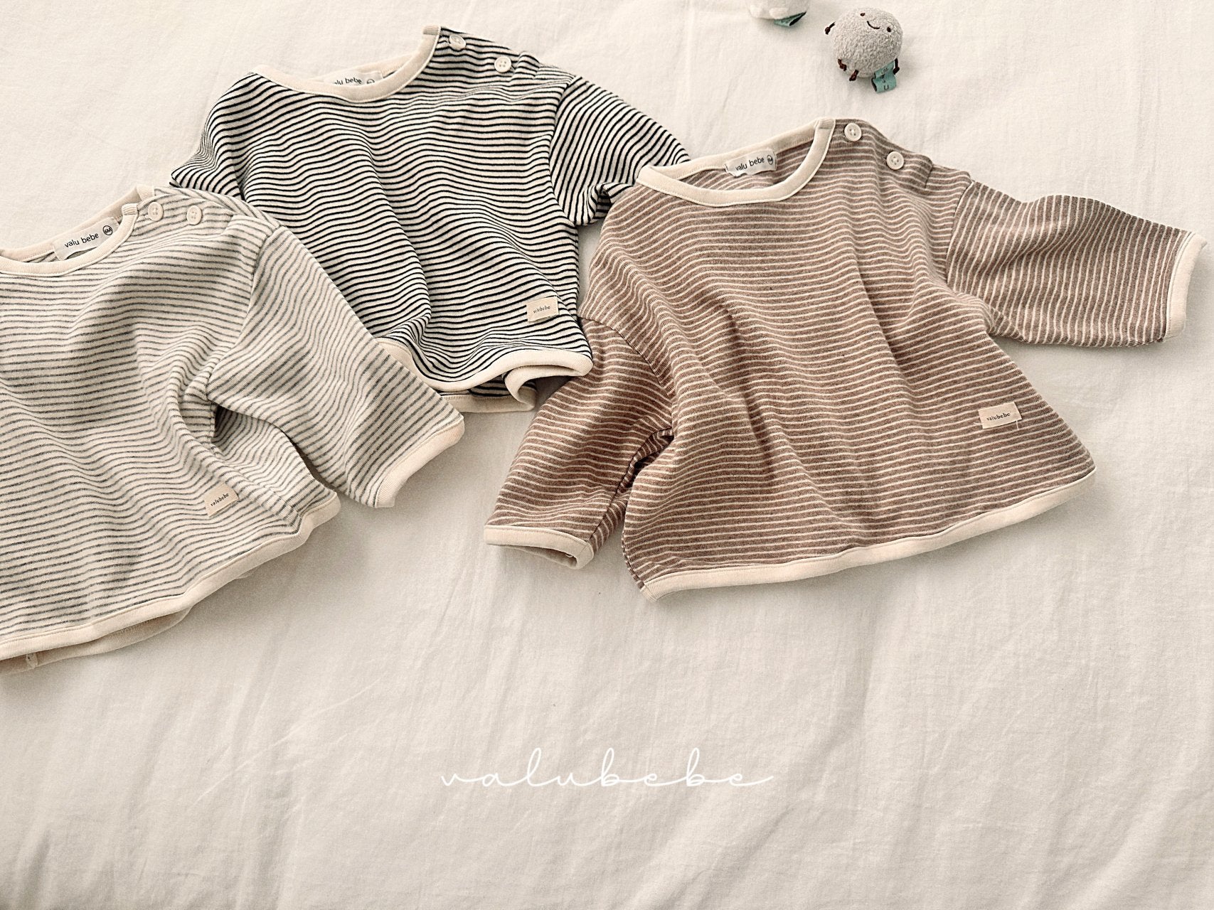 ［valubebe］Stripe button tee (baby & kids)