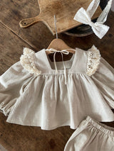 ［Anne shirley］Natural fringe blouse & bloomer set