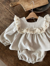 ［Anne shirley］Natural fringe blouse & bloomer set