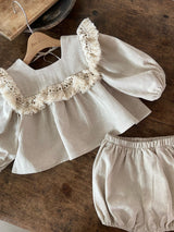 ［Anne shirley］Natural fringe blouse & bloomer set