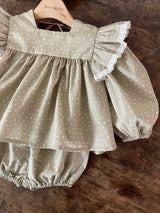［Anne shirley］Dot frill blouse & bloomer set