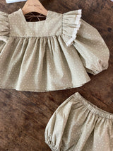 ［Anne shirley］Dot frill blouse & bloomer set