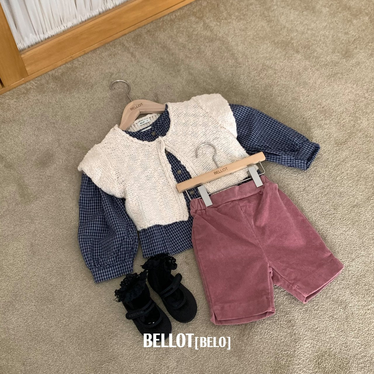 ［BELLOT］Milk check blouse
