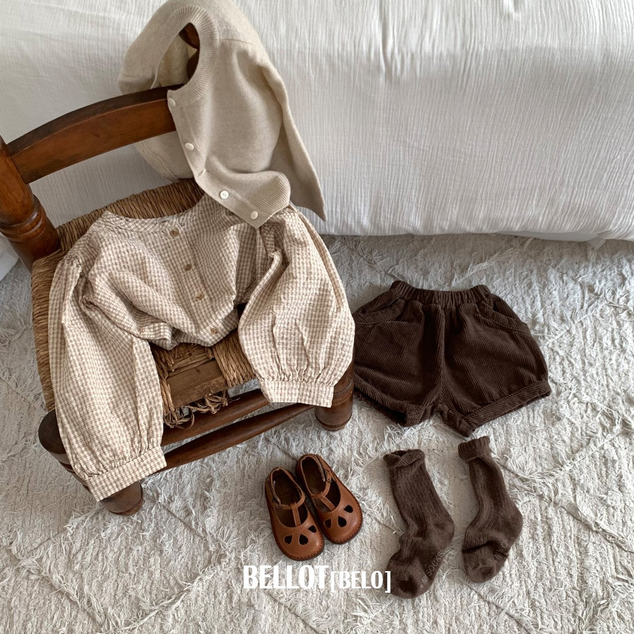 ［BELLOT］Milk check blouse
