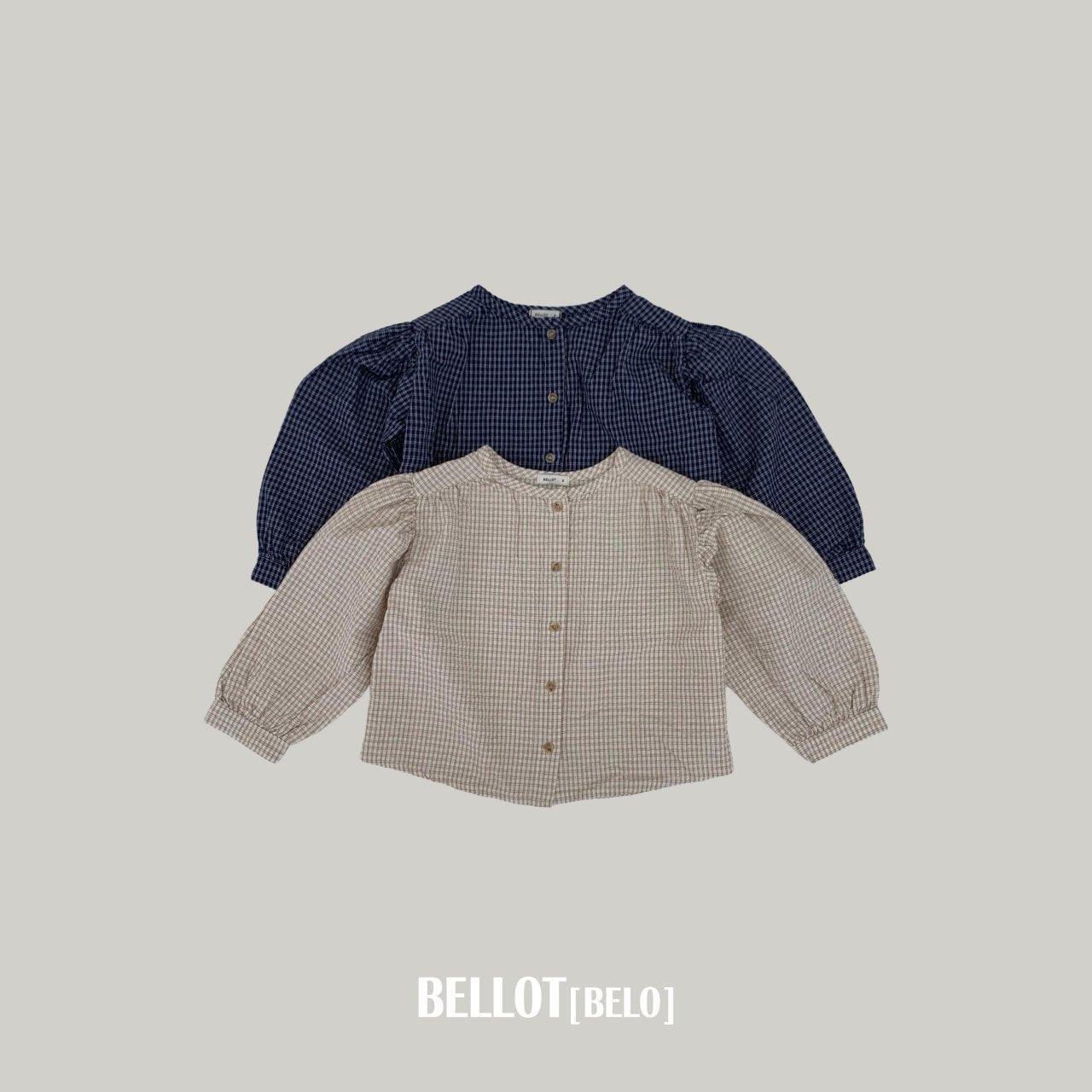 ［BELLOT］Milk check blouse