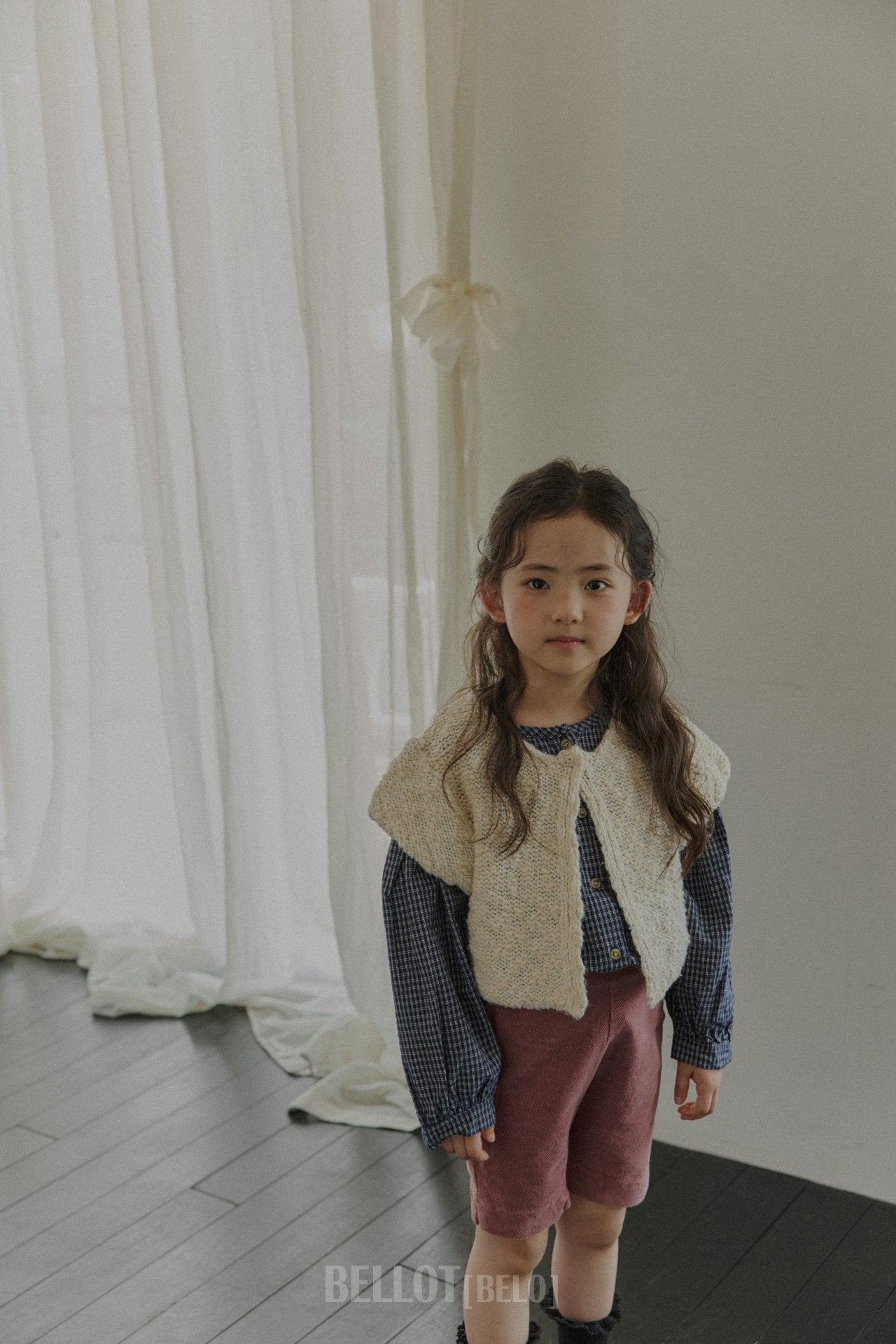 ［BELLOT］Milk check blouse