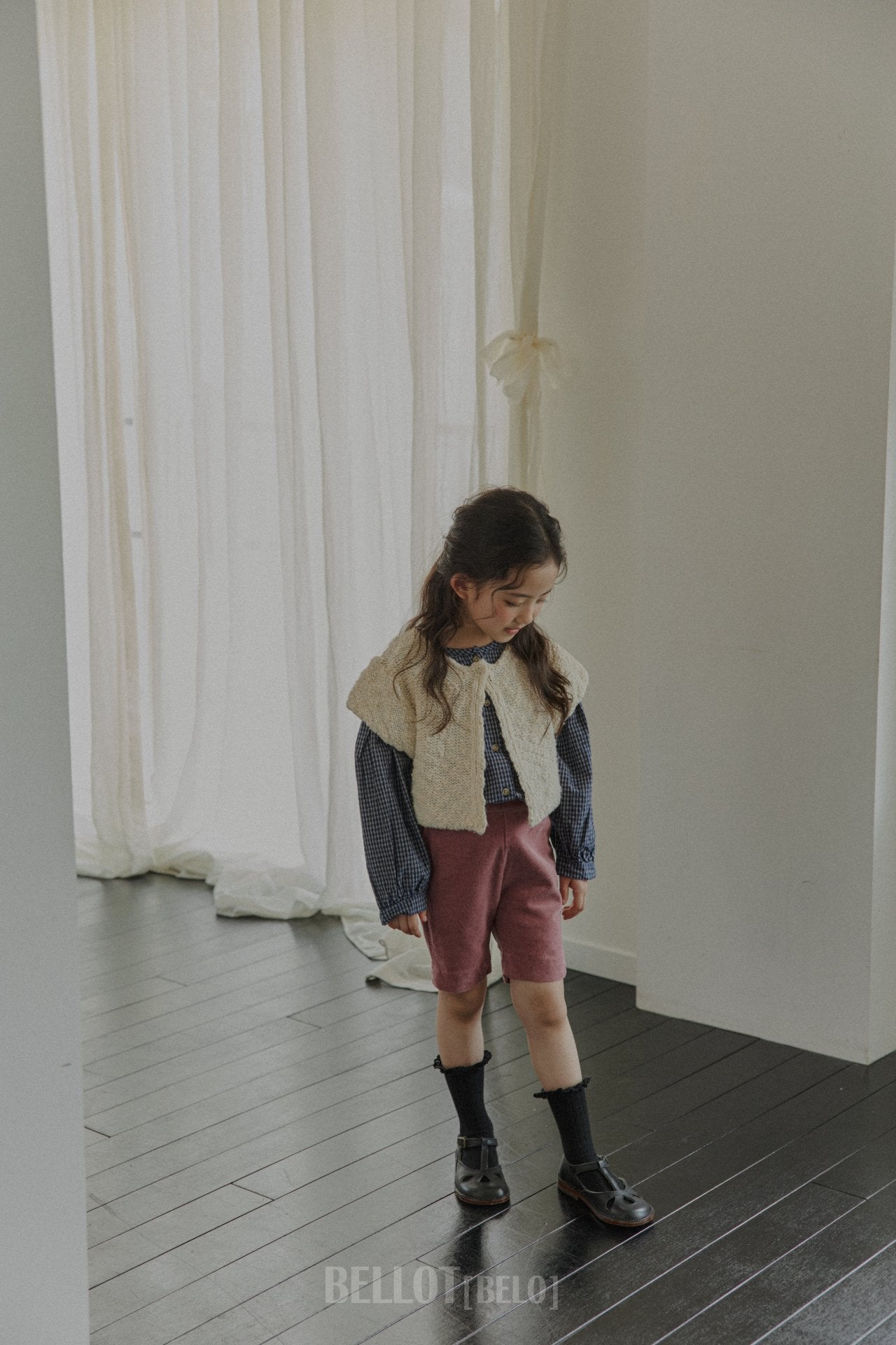 ［BELLOT］Milk check blouse