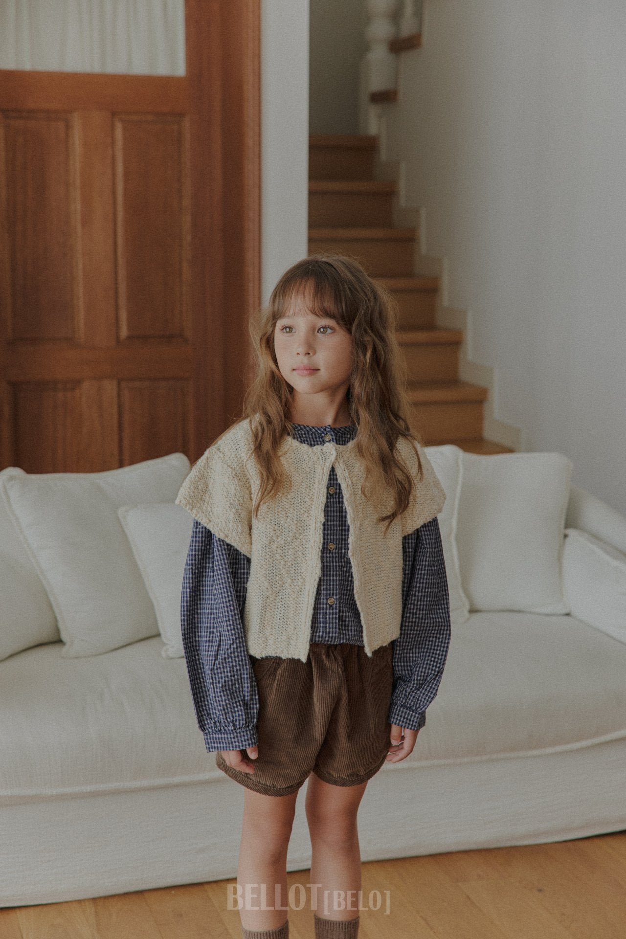 ［BELLOT］Milk check blouse
