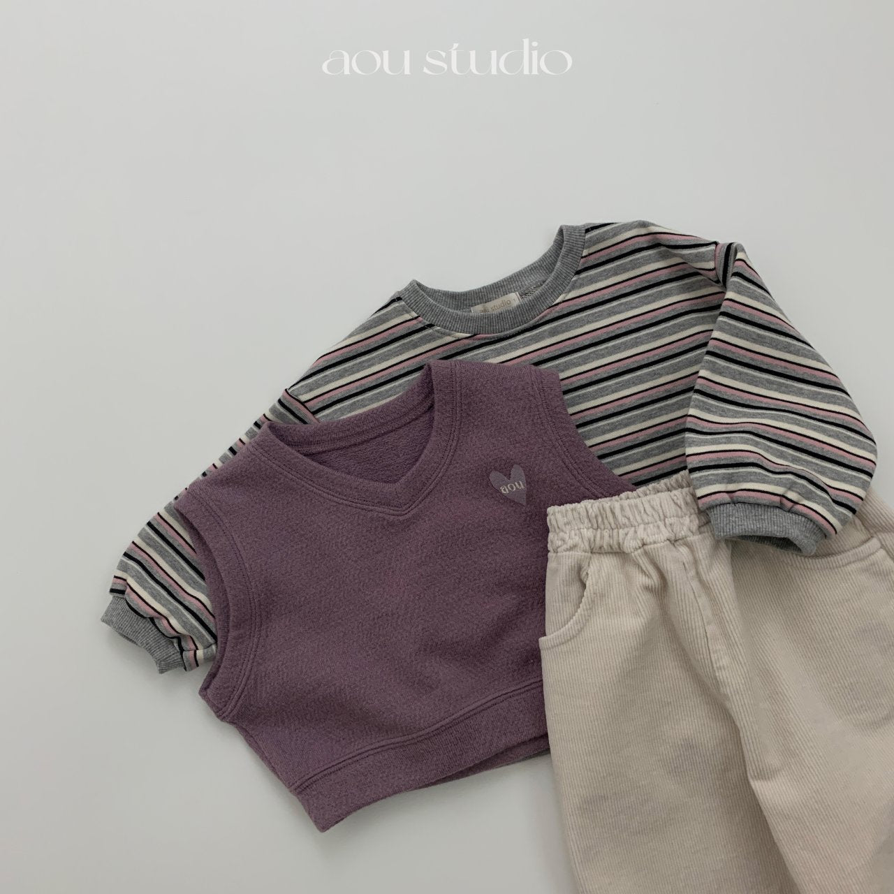 ［aou studio］Curu stripe tee