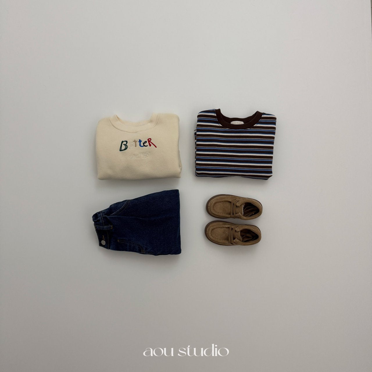 ［aou studio］Curu stripe tee