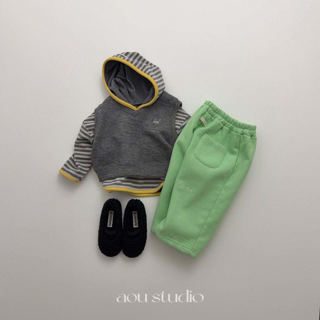 ［aou studio］Vanilla stripe hoodie