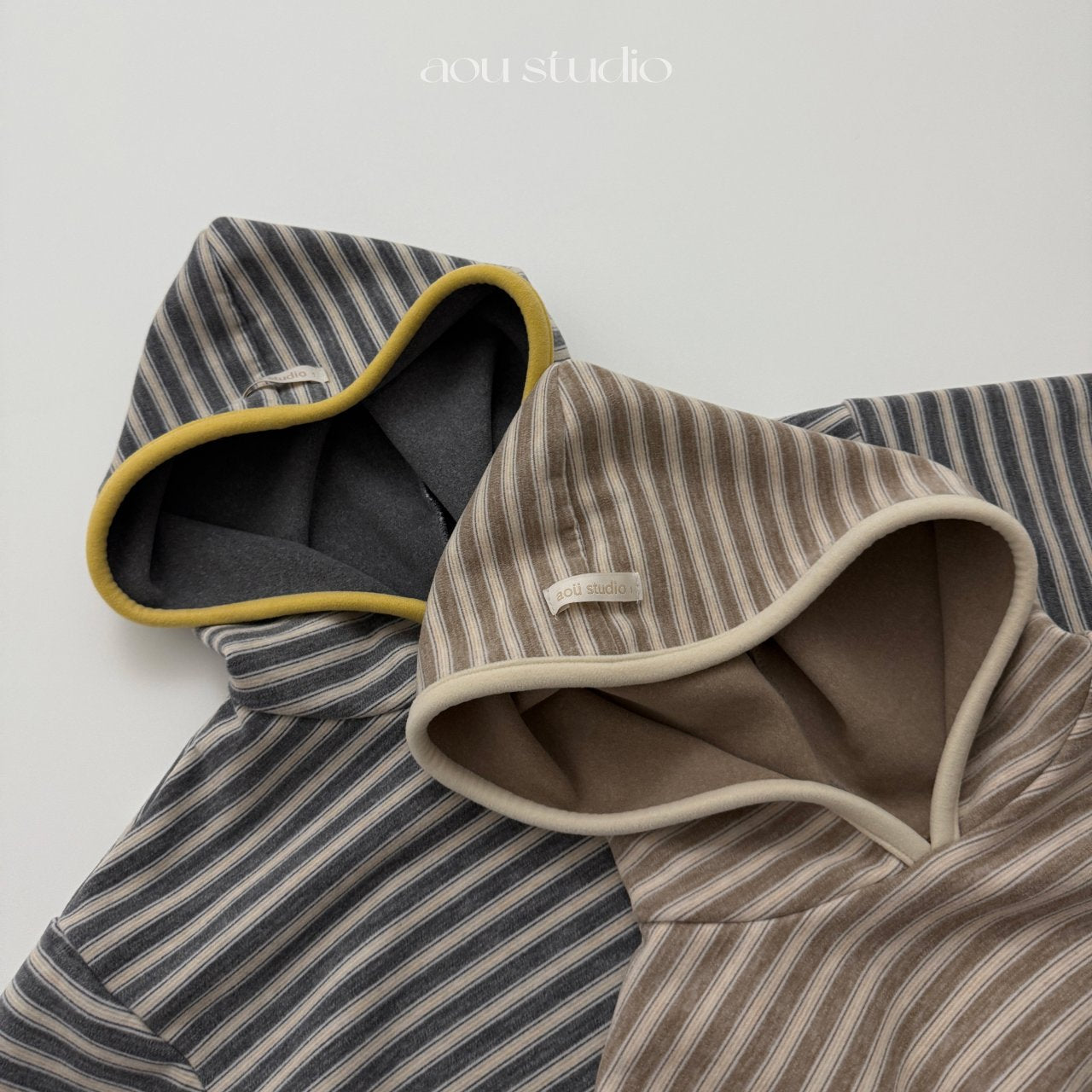 ［aou studio］Vanilla stripe hoodie