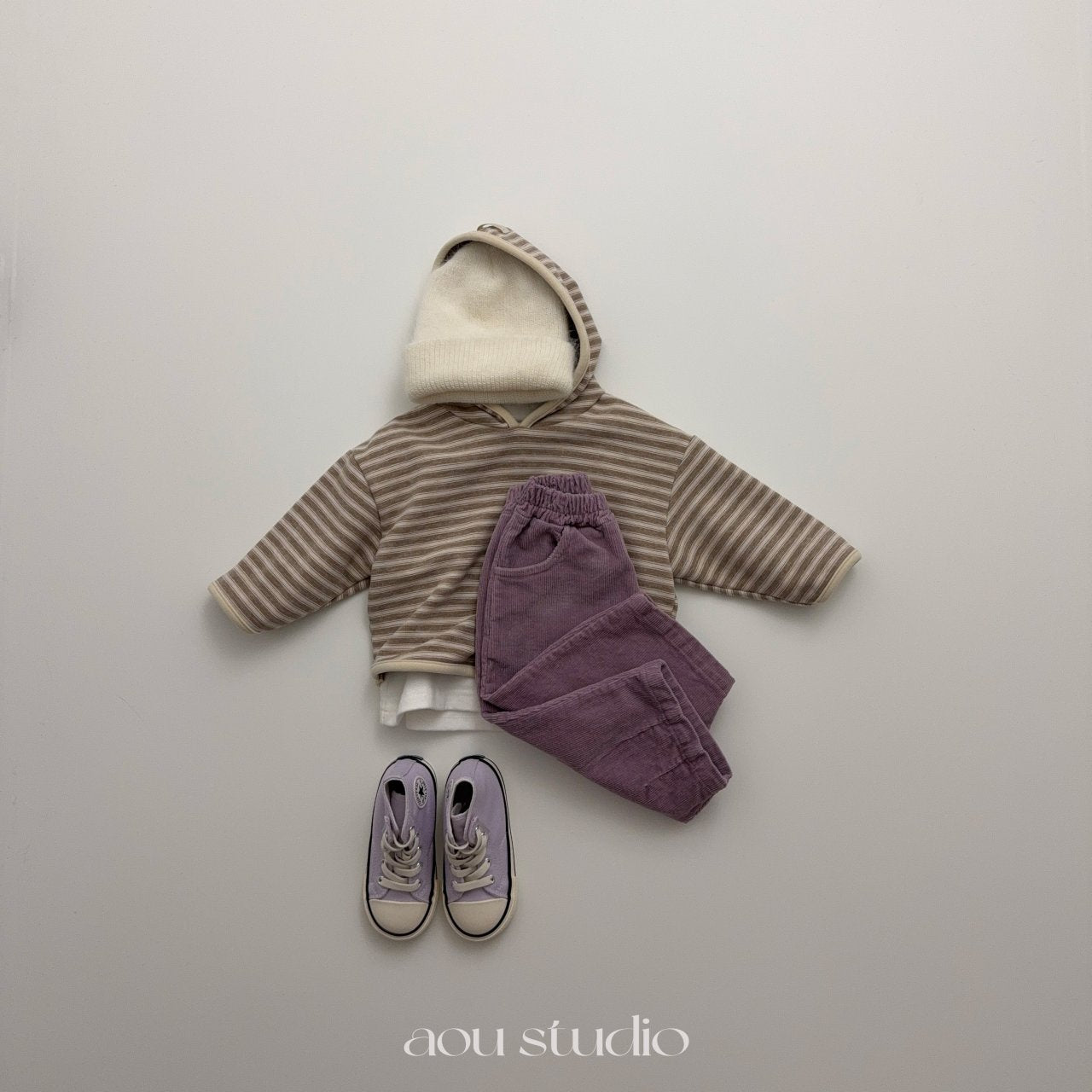 ［aou studio］Vanilla stripe hoodie