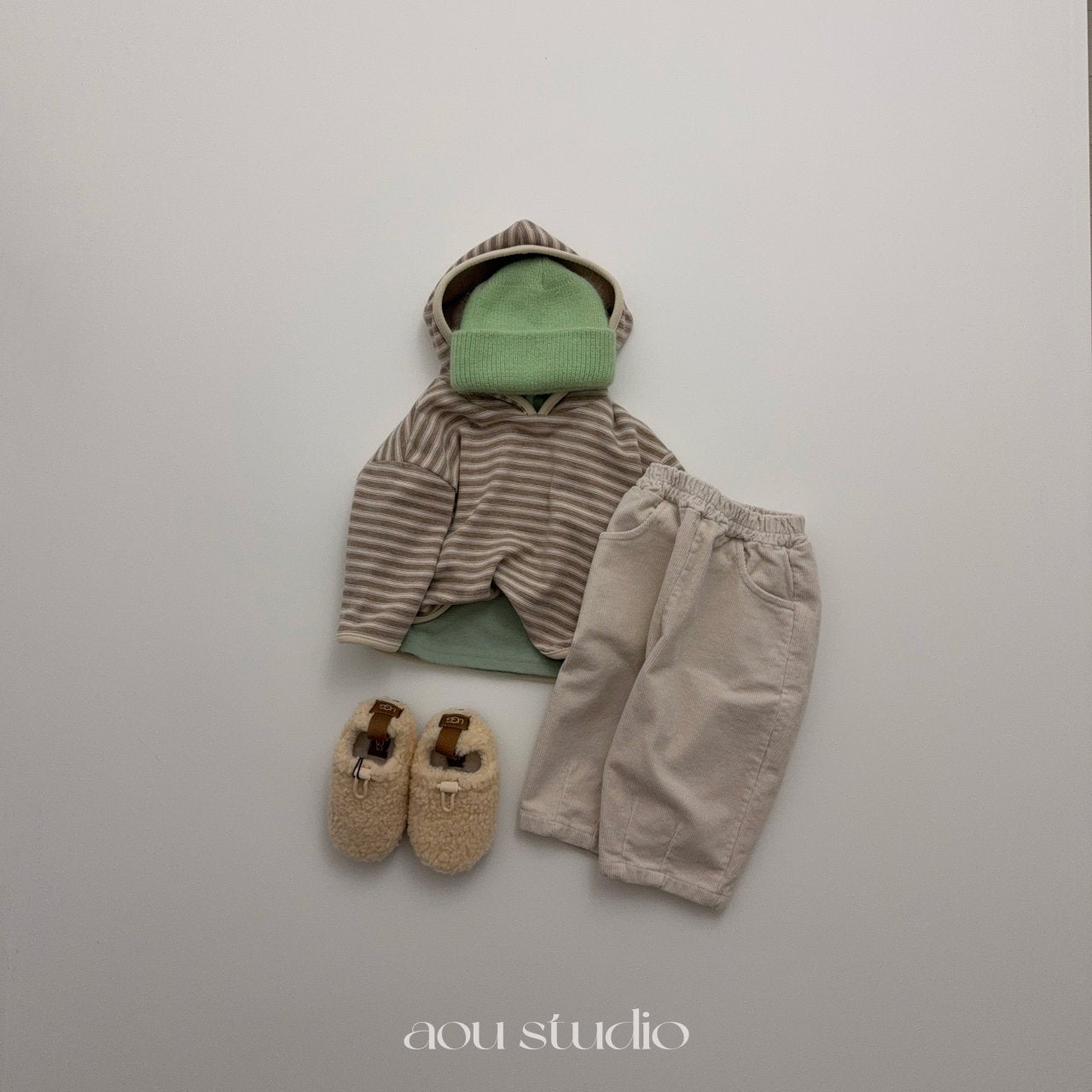 ［aou studio］Vanilla stripe hoodie