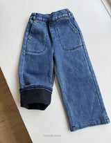 ［momo ann］Warm wide denim pants