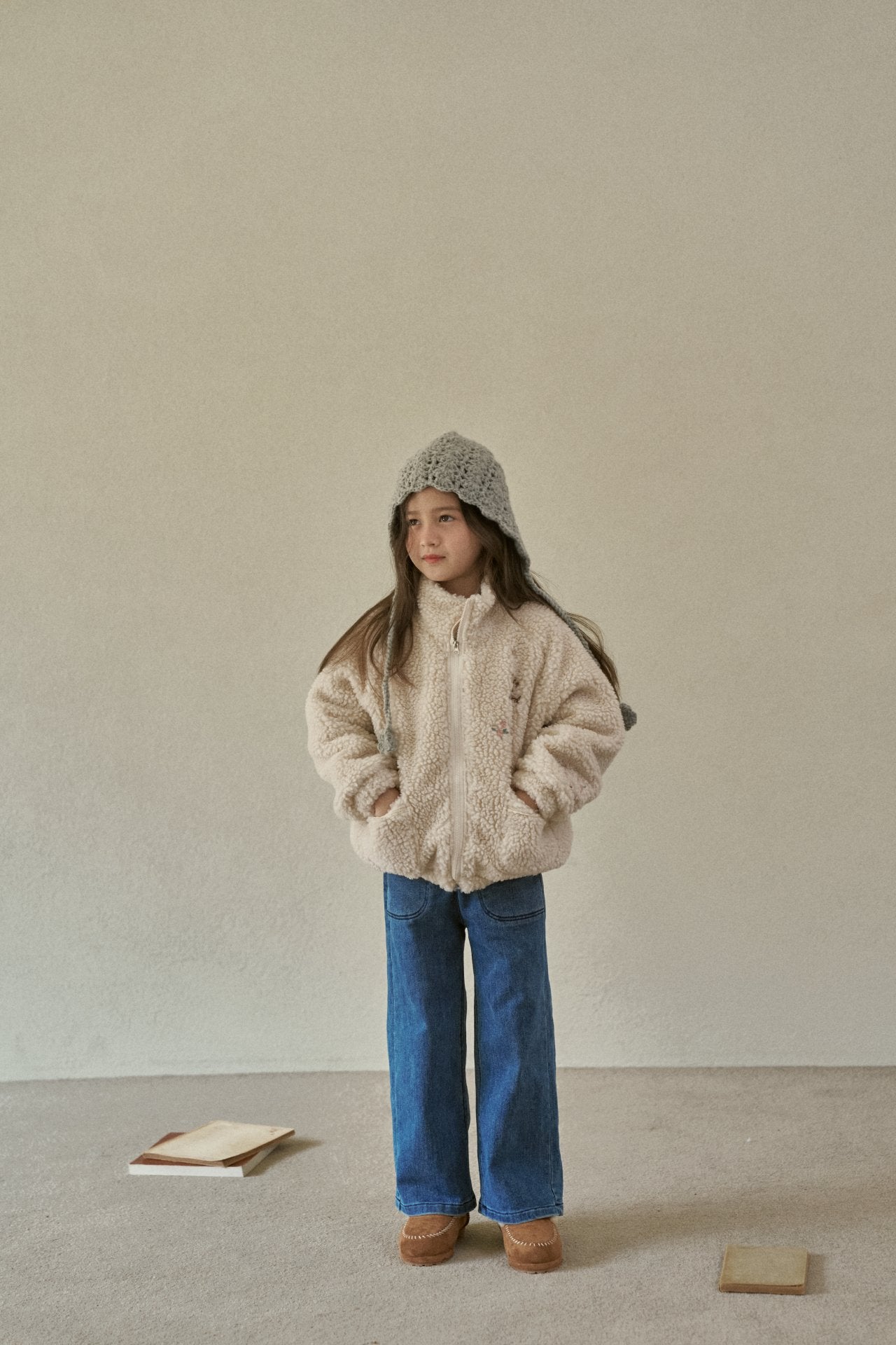 ［momo ann］Warm wide denim pants