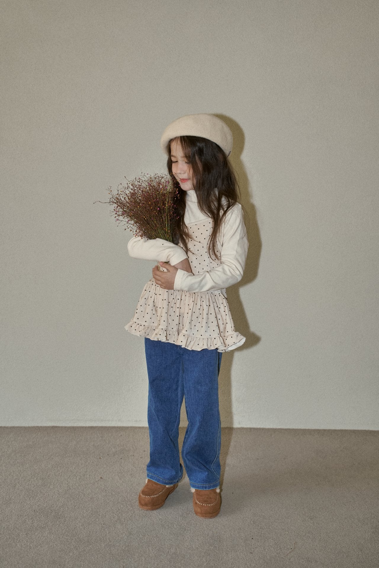［momo ann］Warm wide denim pants