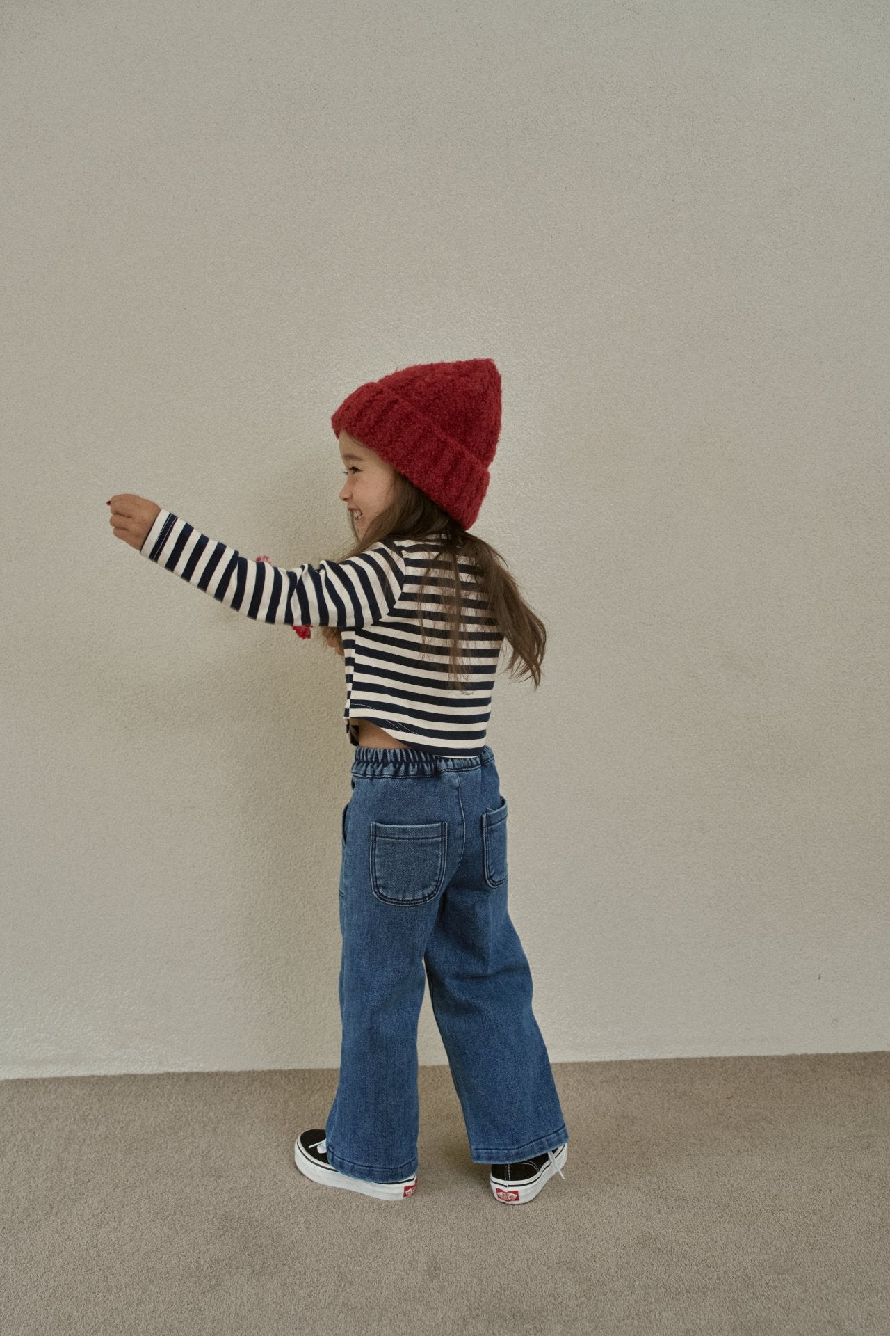 ［momo ann］Warm wide denim pants