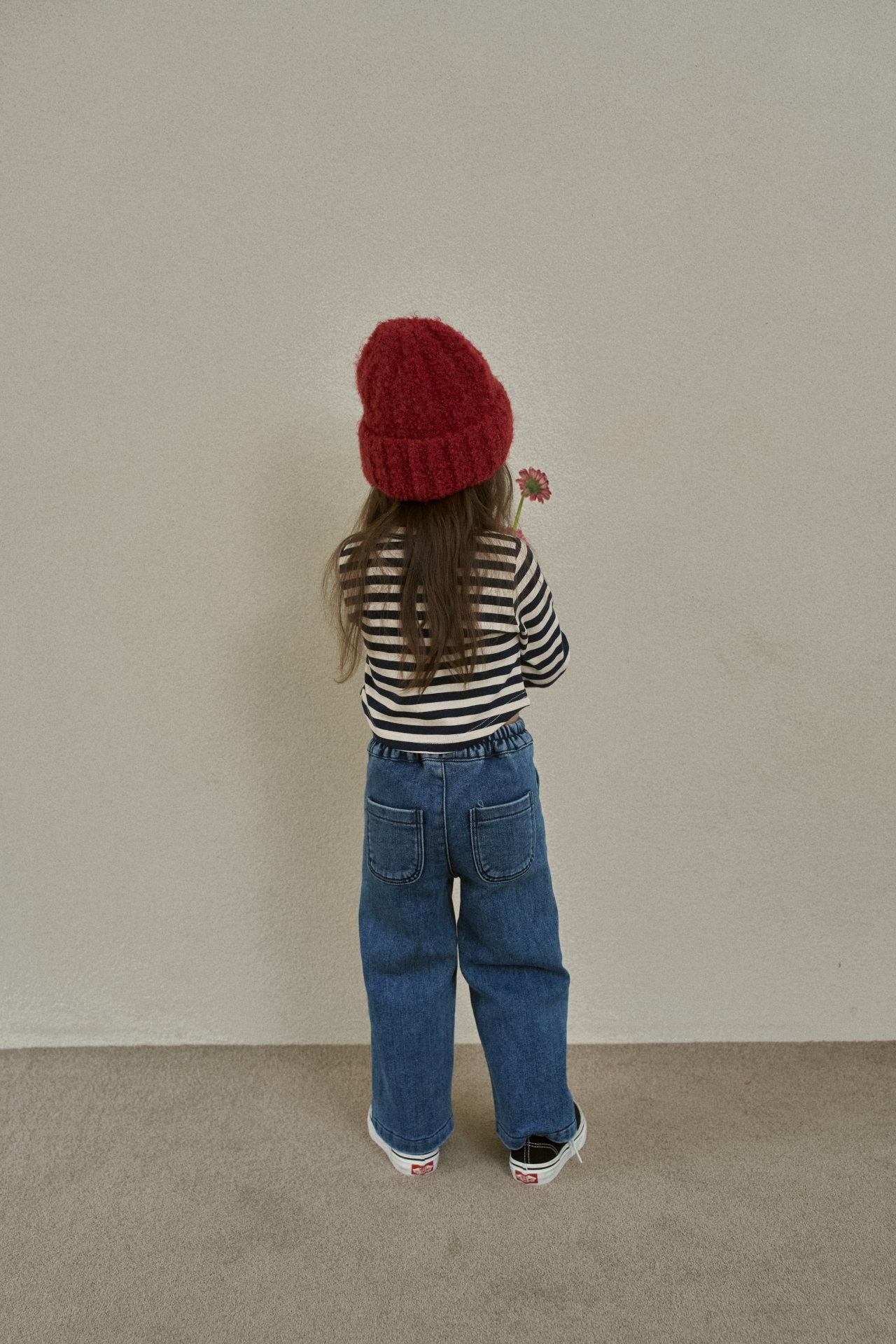 ［momo ann］Warm wide denim pants