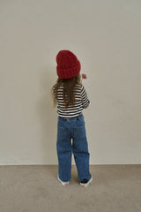 ［momo ann］Warm wide denim pants