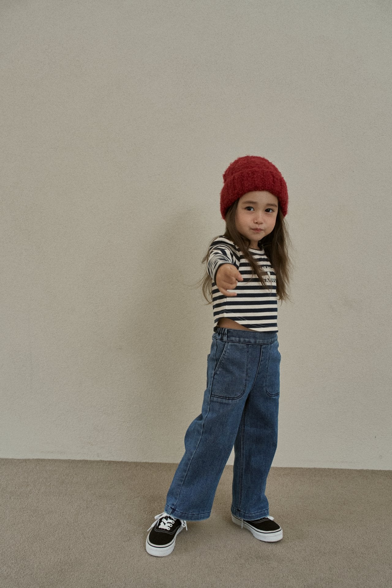 ［momo ann］Warm wide denim pants