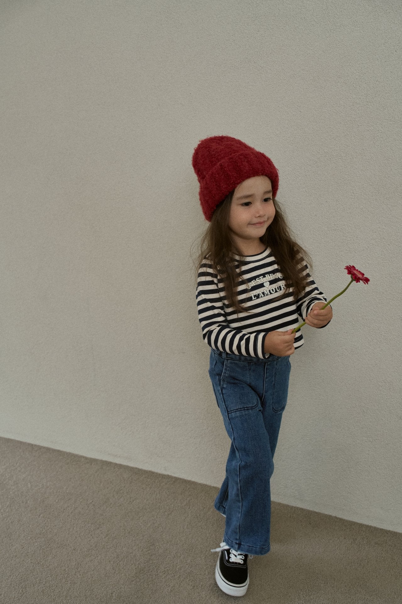 ［momo ann］Warm wide denim pants
