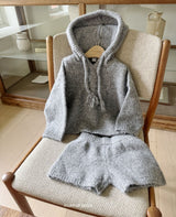 ［momo ann］Knit hood set (melange)