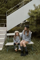 ［momo ann］Knit hood set (melange)