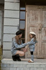 ［momo ann］Knit hood set (melange)