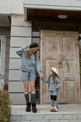 ［momo ann］Knit hood set (melange)