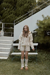 ［momo ann］Knit hood set (cream)