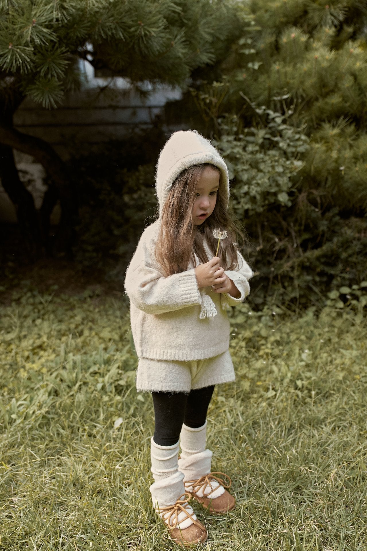 ［momo ann］Knit hood set (cream)