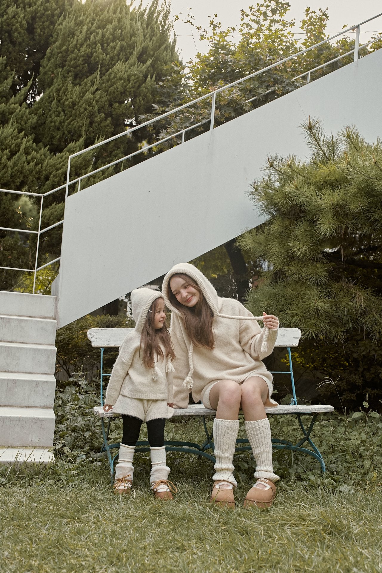 ［momo ann］Knit hood set (cream)