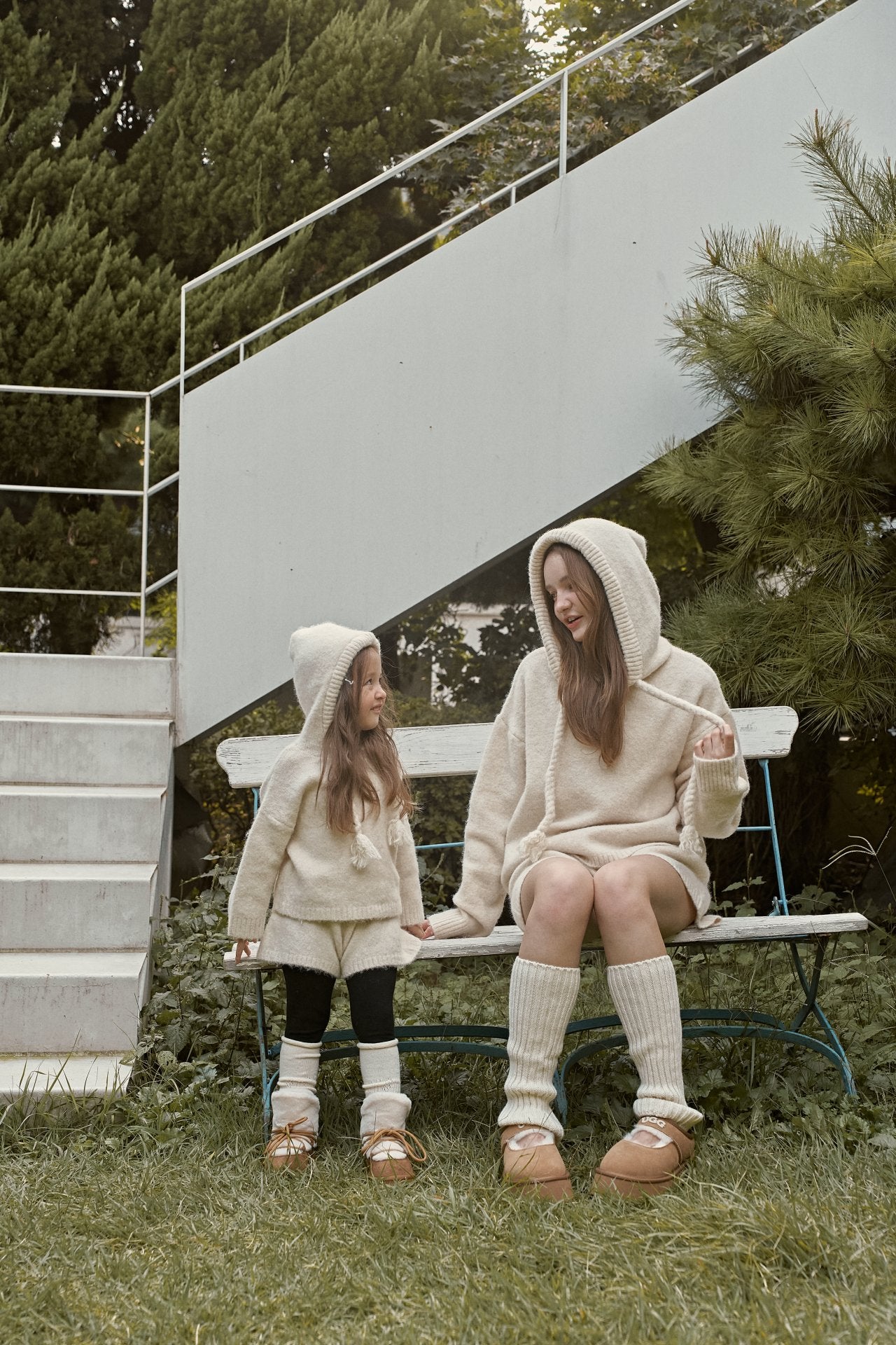 ［momo ann］Knit hood set (cream)