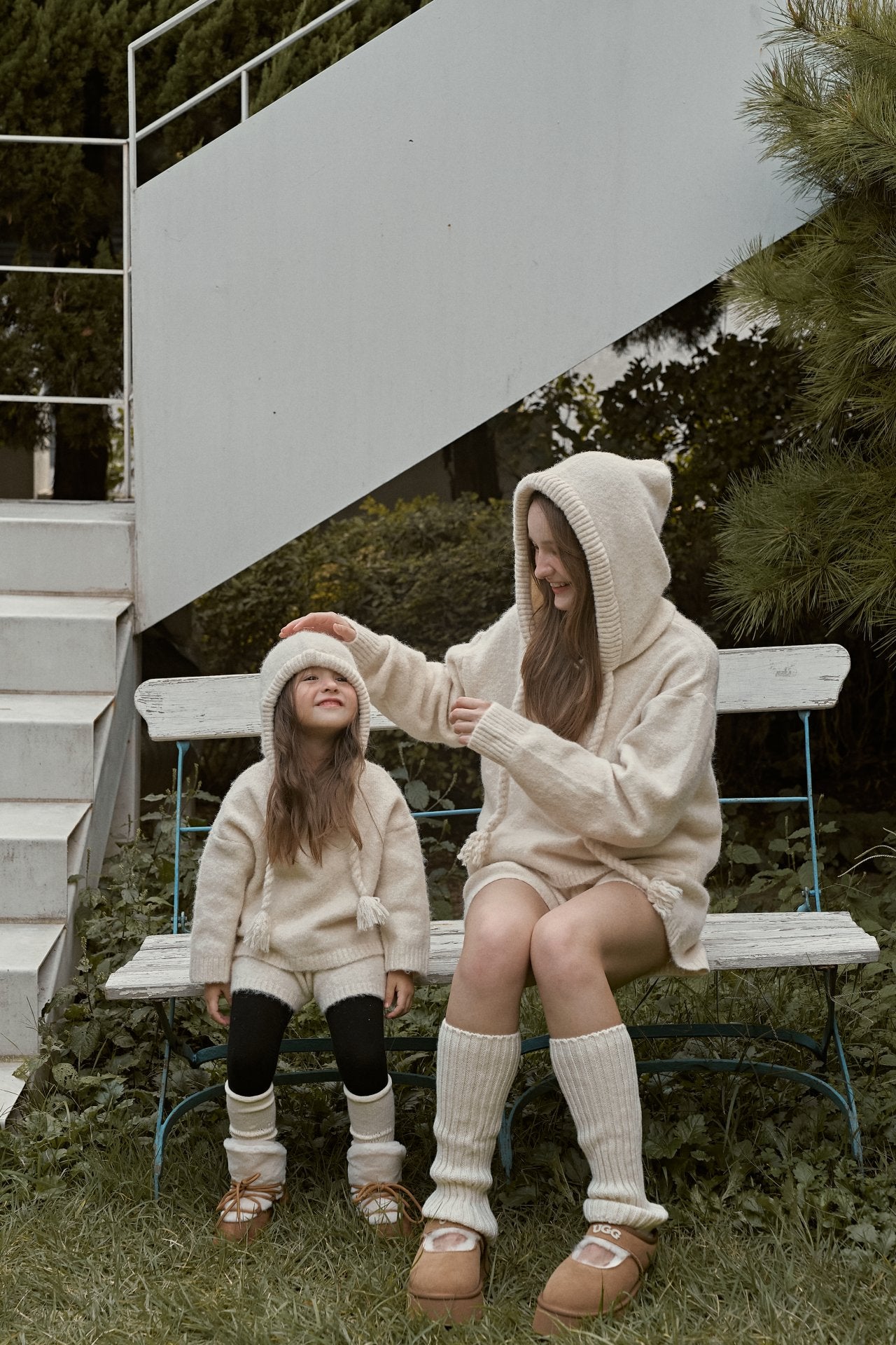 ［momo ann］Knit hood set (cream)
