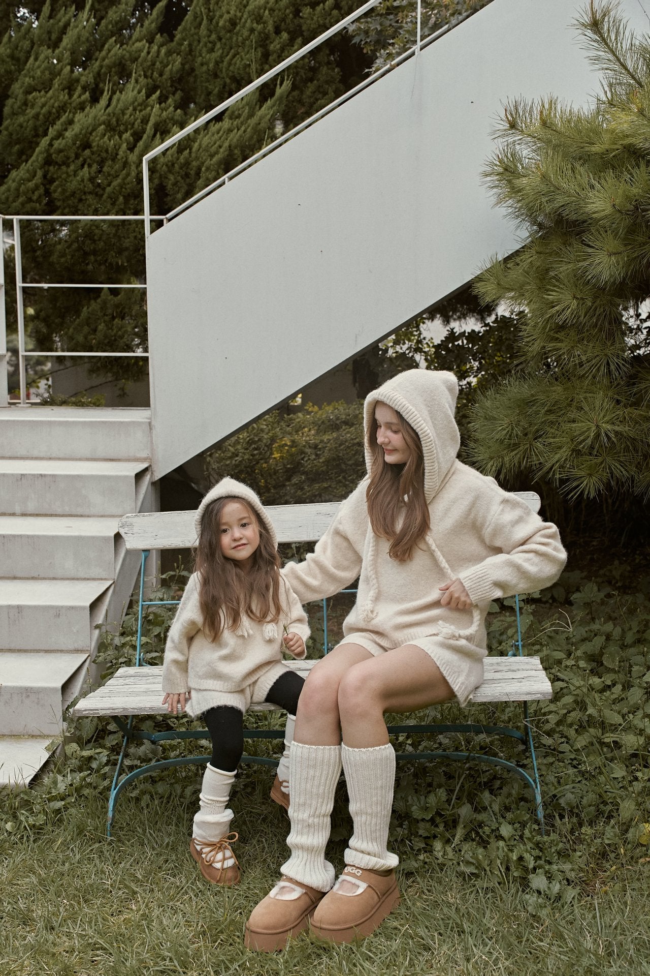 ［momo ann］Knit hood set (cream)