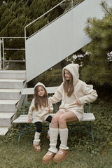 ［momo ann］Knit hood set (cream)
