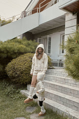 ［momo ann］Knit hood set (cream)