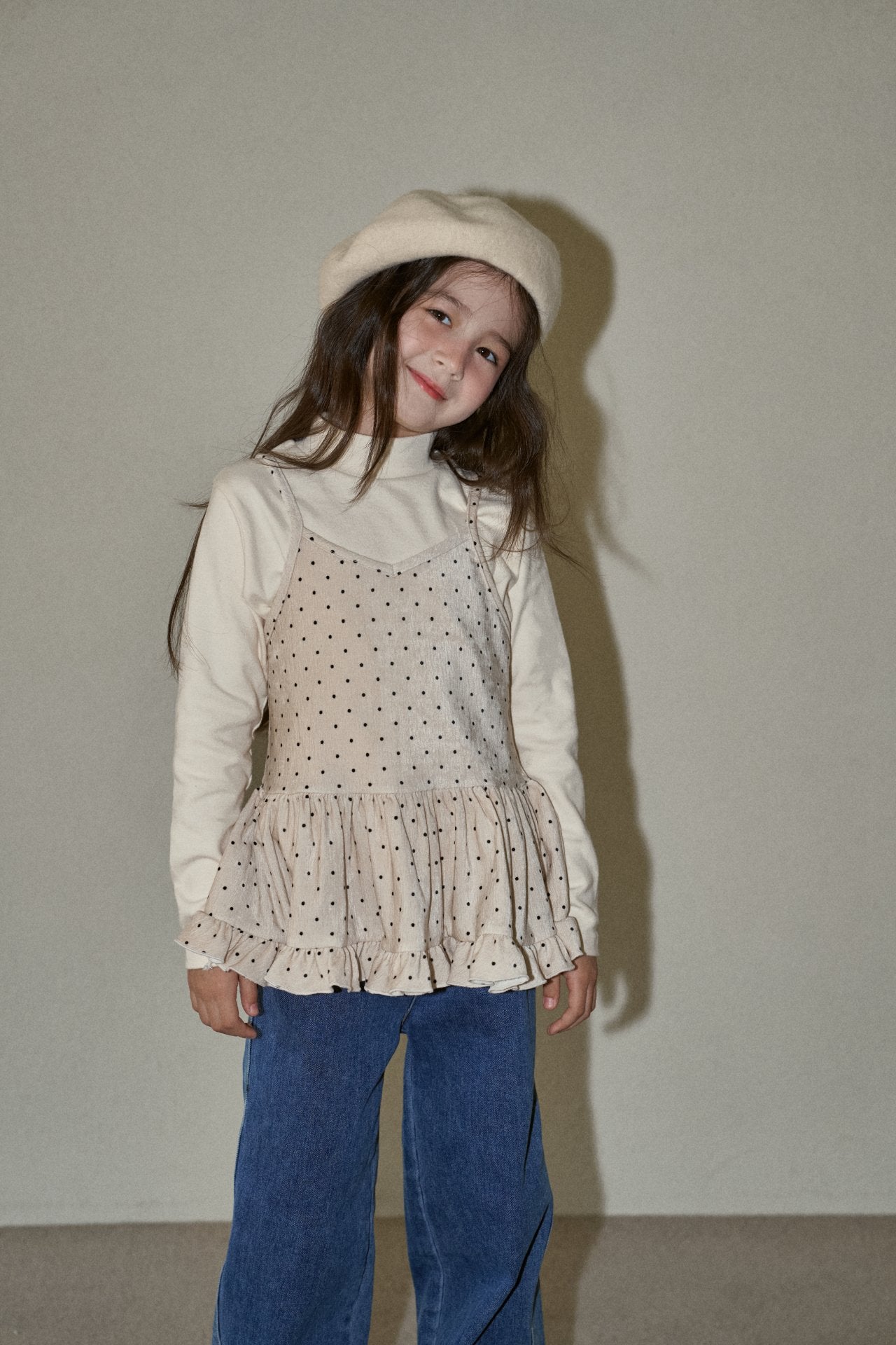 ［momo ann］Label halfneck tee
