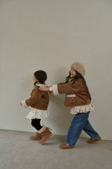 ［momo ann］Flower mouton jacket